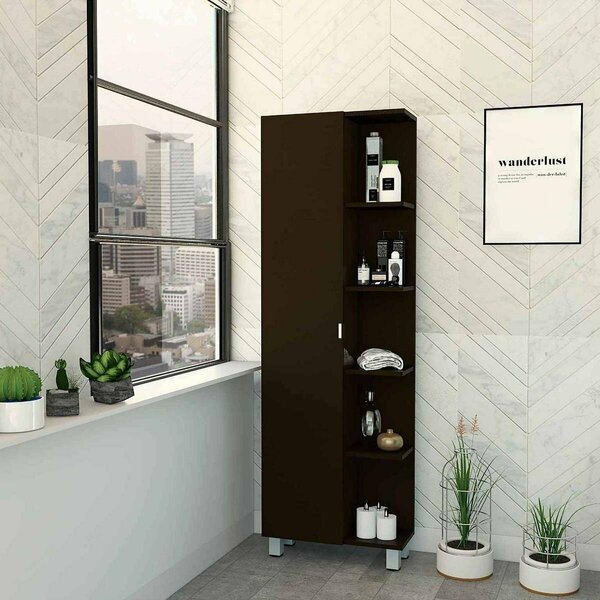Depot E-Shop Venus Linen Single Door Cabinet, Black DE-MLW5536